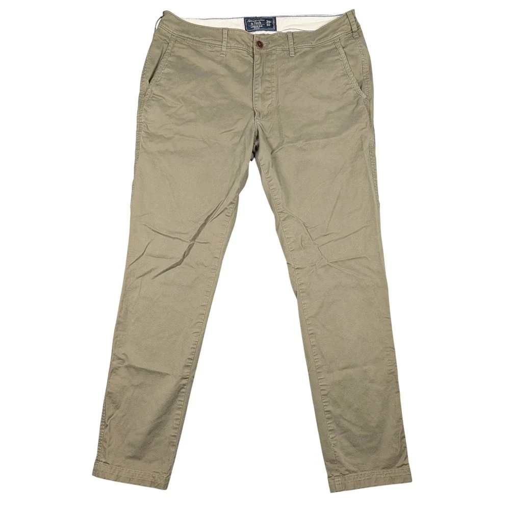 Abercrombie & Fitch Langdon Slim Chinos Mens 33x32 Olive Khaki Stretch Pants